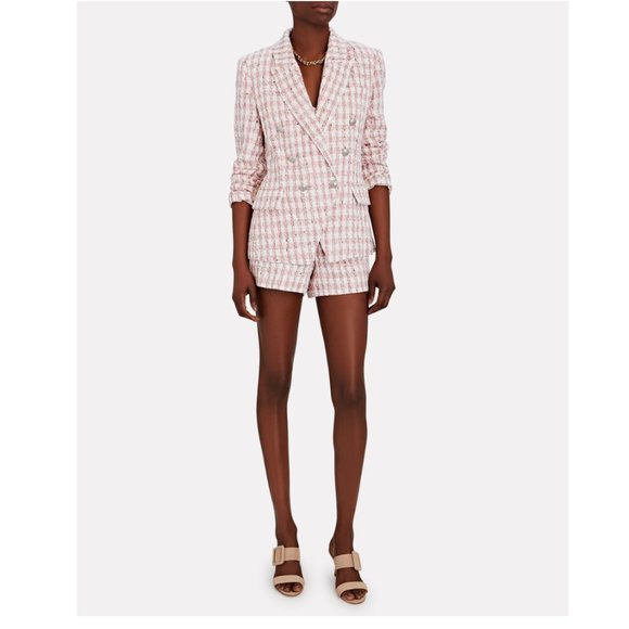 Images L'AGENCE Kenzie Double-Breasted Tweed Blazer and Shorts set US Small - Picture 5 of 12
